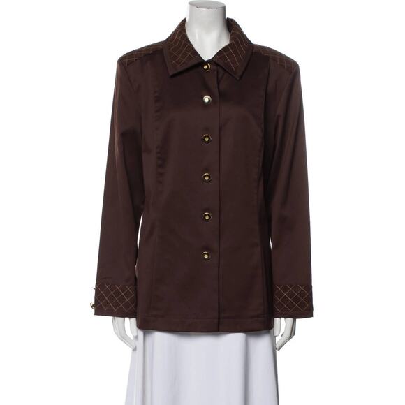 Vintage 1990s St John Sport Chocolate Brown Quilted Suit Set Blazer Trousers 90s - Picture 13 of 14